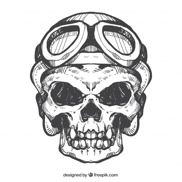 626x626 Skull Sketch With Helmet And Glasses Vector Free Download - Skull Sketch Images