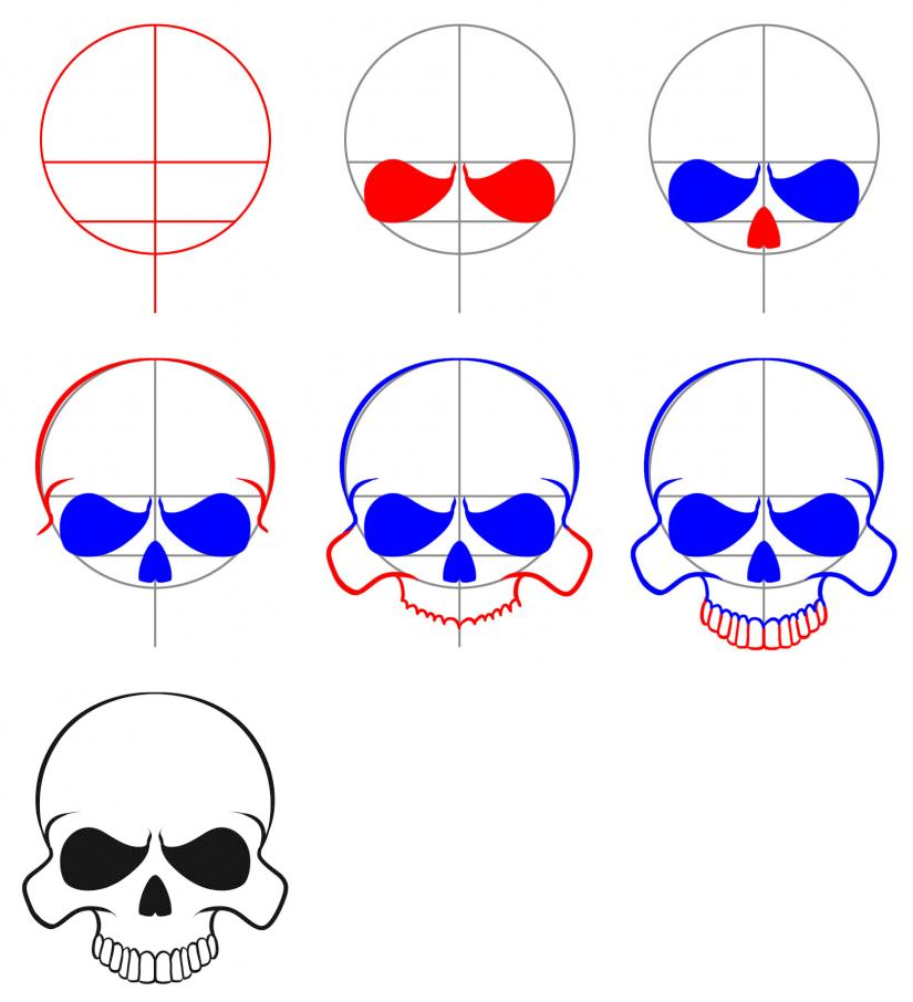 825x906 How To Draw An Easy Skull How To Easy, Drawings - Skull Sketch Step By Step