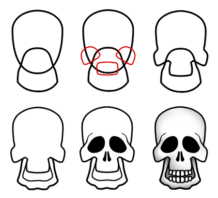 450x410 How To Draw Cartoon Skulls - Skull Sketch Step By Step