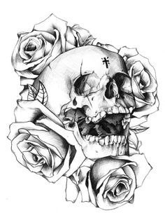 Skull With Rose Sketch At Paintingvalleycom Explore