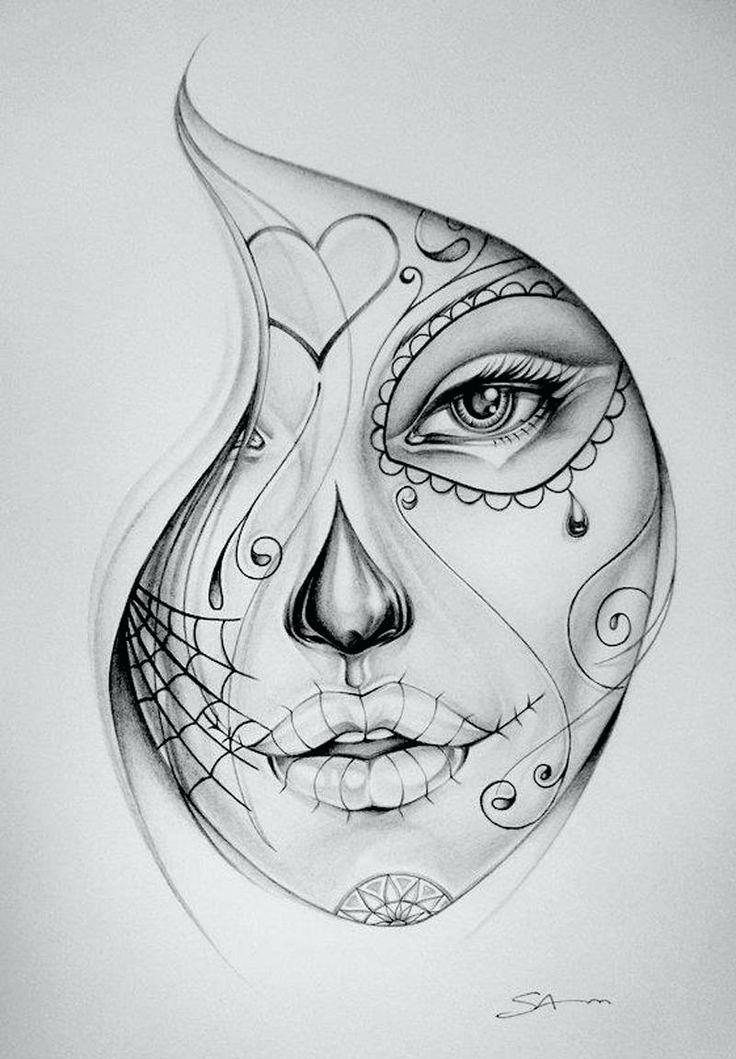 736x1059 Skull Flowers Drawing - Skull With Rose Sketch