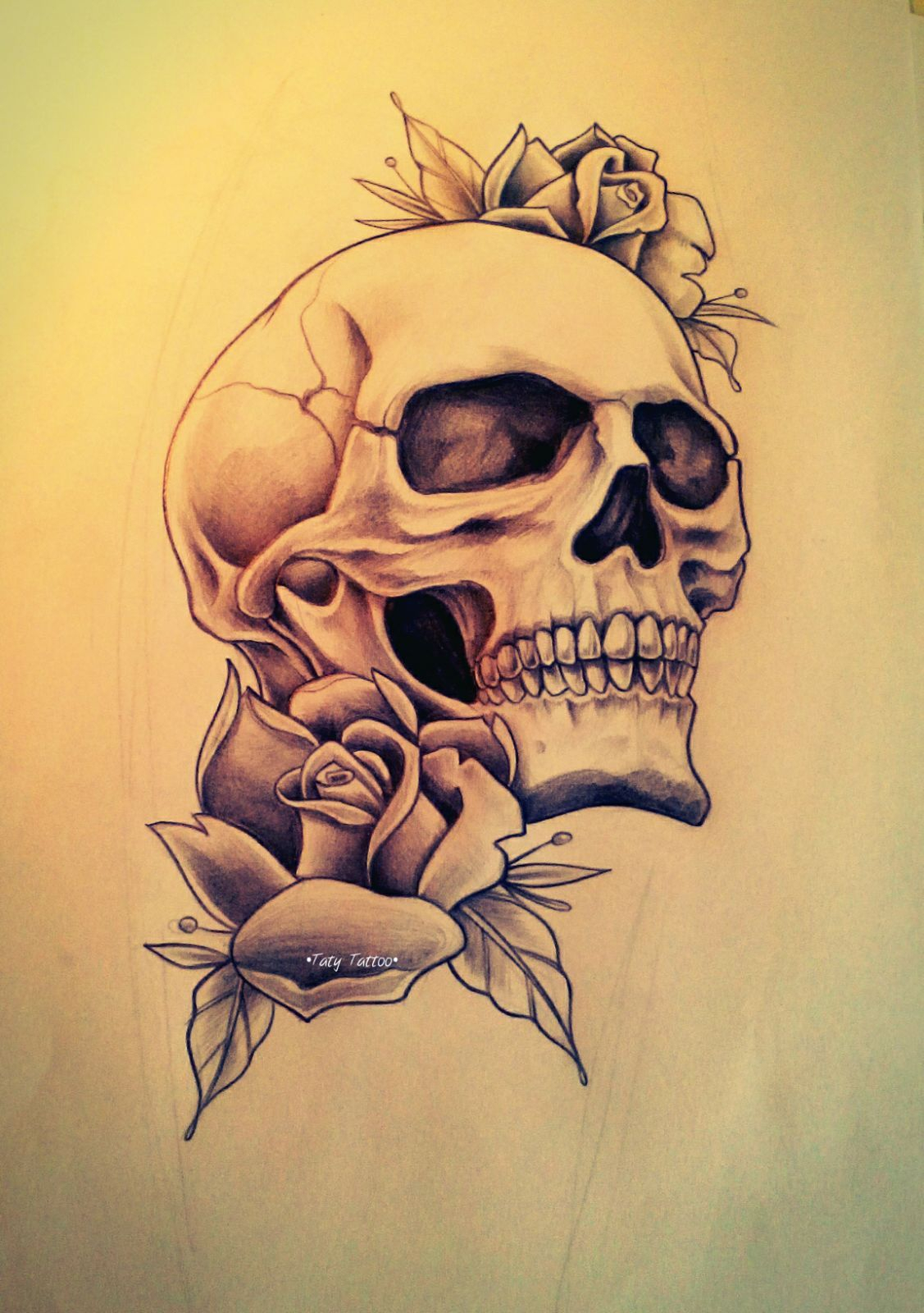 1127x1600 Skull In Rose Tattoo Skull Roses Madetaty Tattoo Teschio Rose - Skull With Rose Sketch