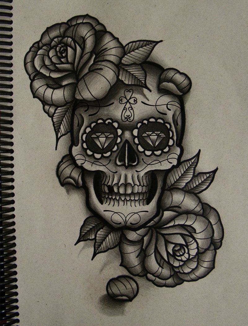 800x1048 20 Mind Blowing Amp Inspirational Tattoo Sketches Tattoos - Skull With Rose Sketch