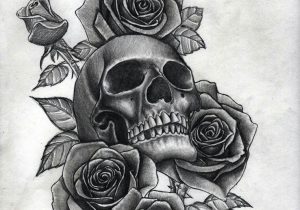 Orasnap Black And White Skull And Rose Drawings