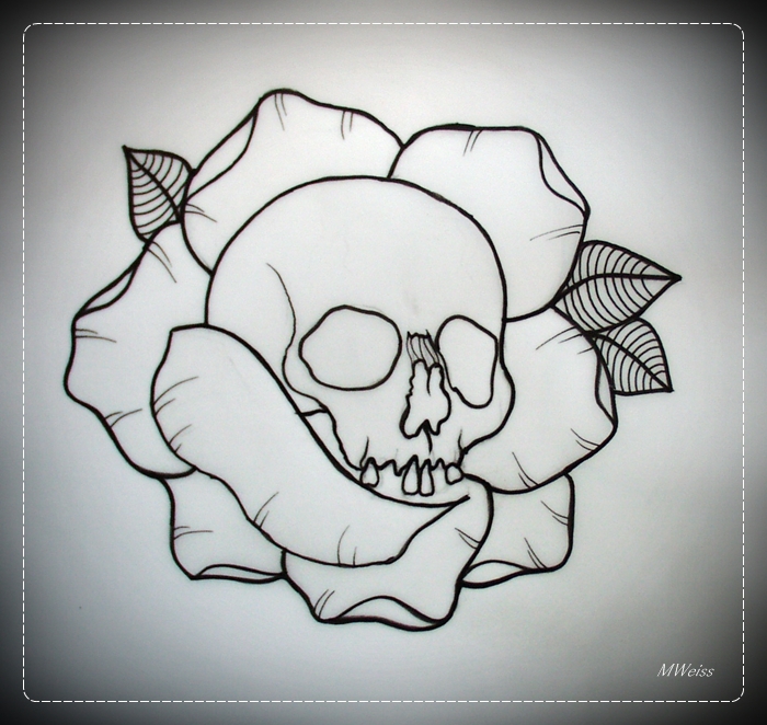 700x662 Drawn Rose Skull Inside - Skull With Rose Sketch