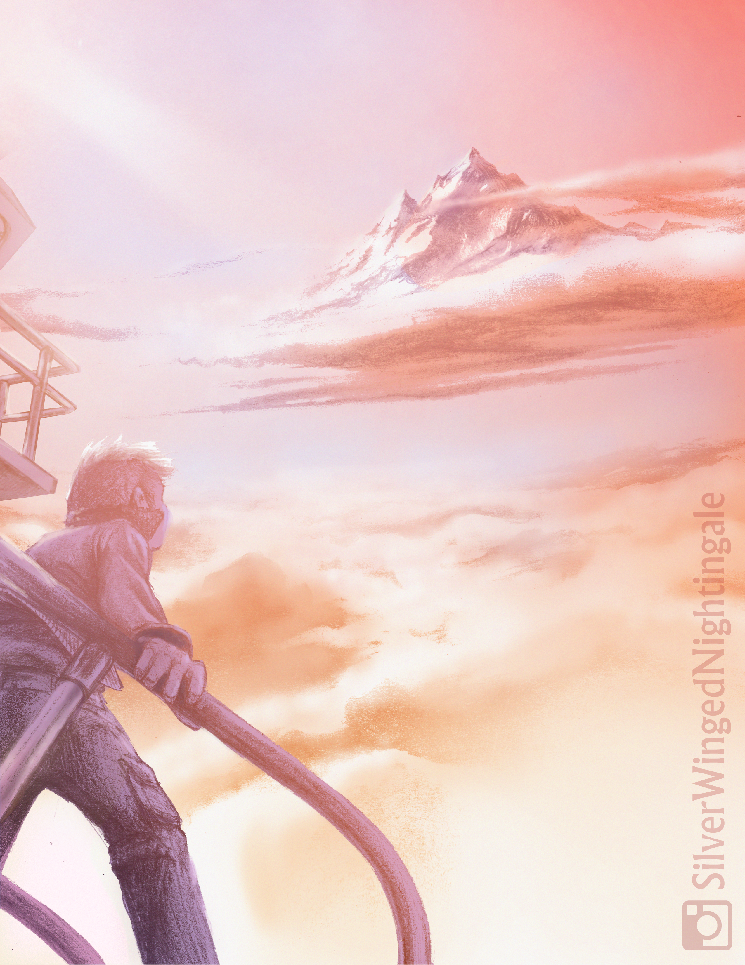 2550x3305 The Mountain In The Sky, Pencil Drawing Digital Coloring, 8.5 X - Sky Pencil Sketch