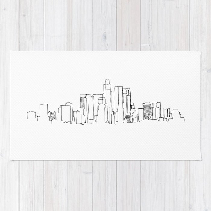 700x700 Los Angeles Skyline Drawing Rug By Emilydesantis Society6 - Skyline Sketch