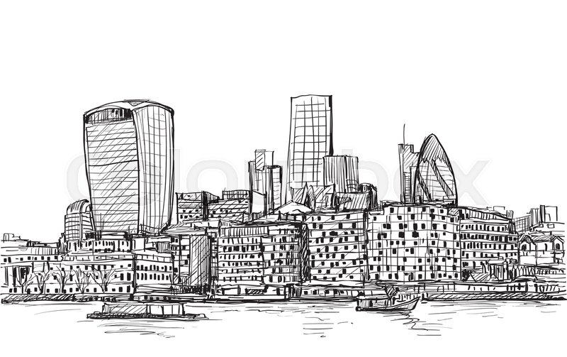 800x503 Sketch City Scape In London England Show Skyline And Building - Skyline Sketch