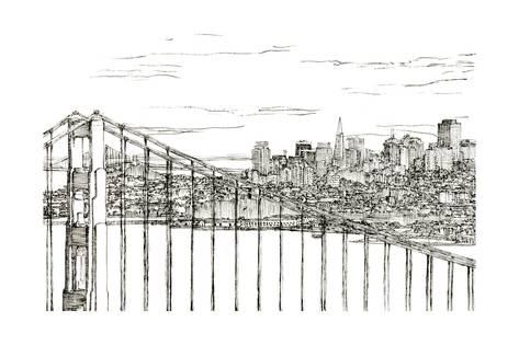 473x315 Skyline Sketch Ii Posters By Melissa Wang - Skyline Sketch