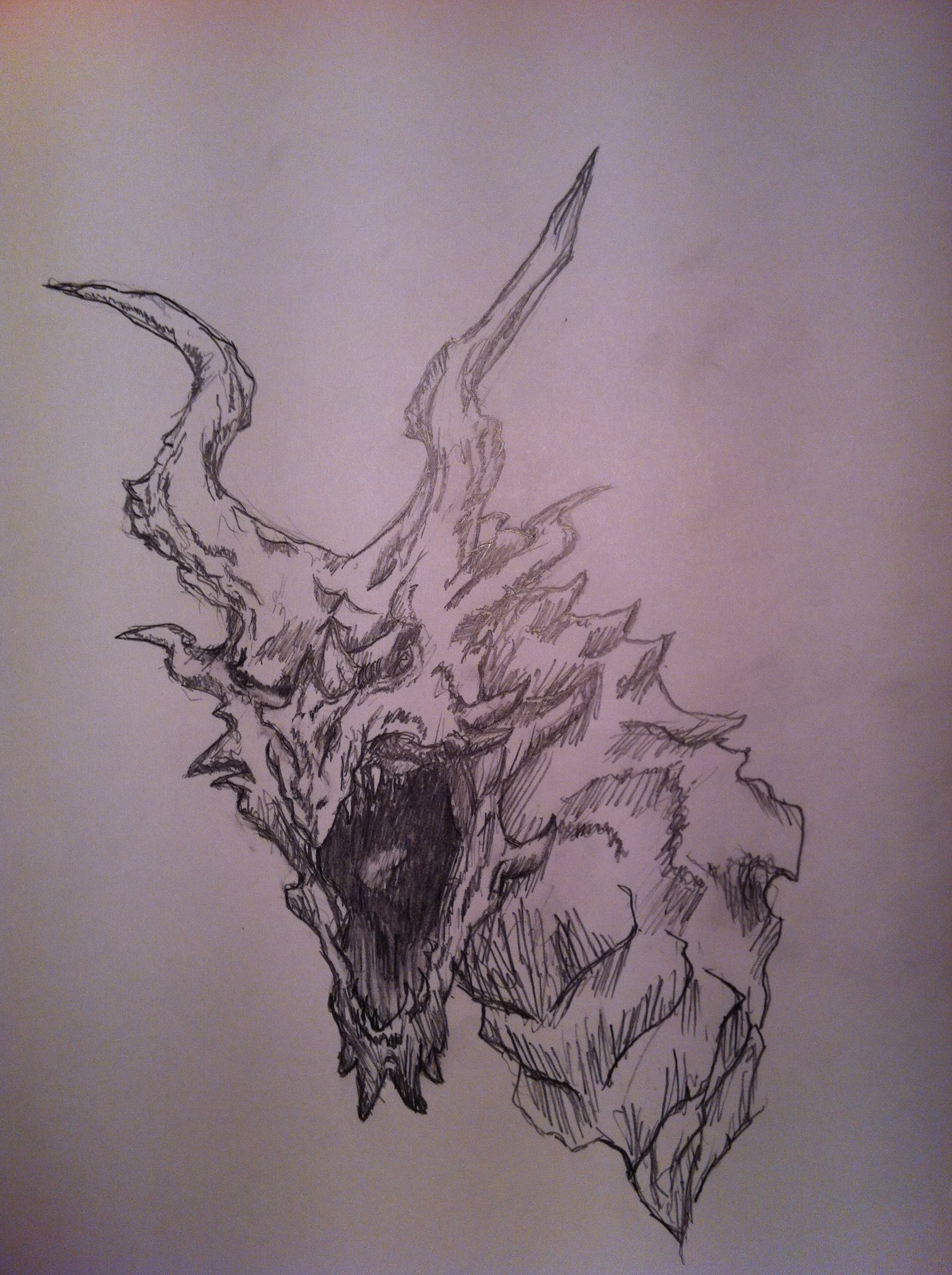 1936x2592 My Skyrim Dragon Sketch - Skyrim Sketch