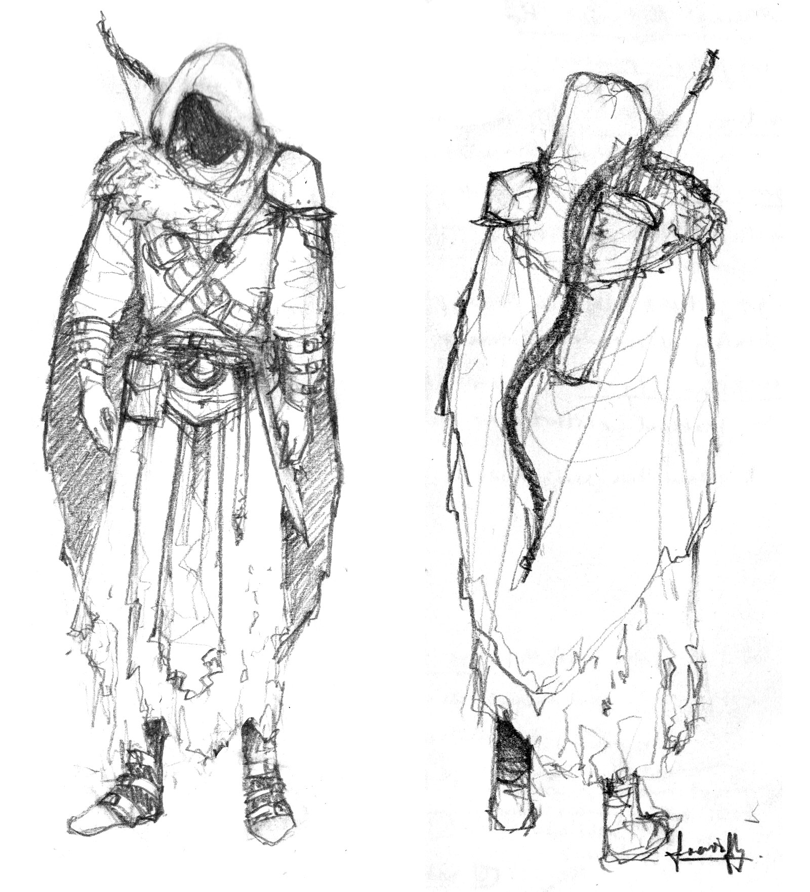 1600x1763 Ranger Ex Mage Armor Sketch - Skyrim Sketch