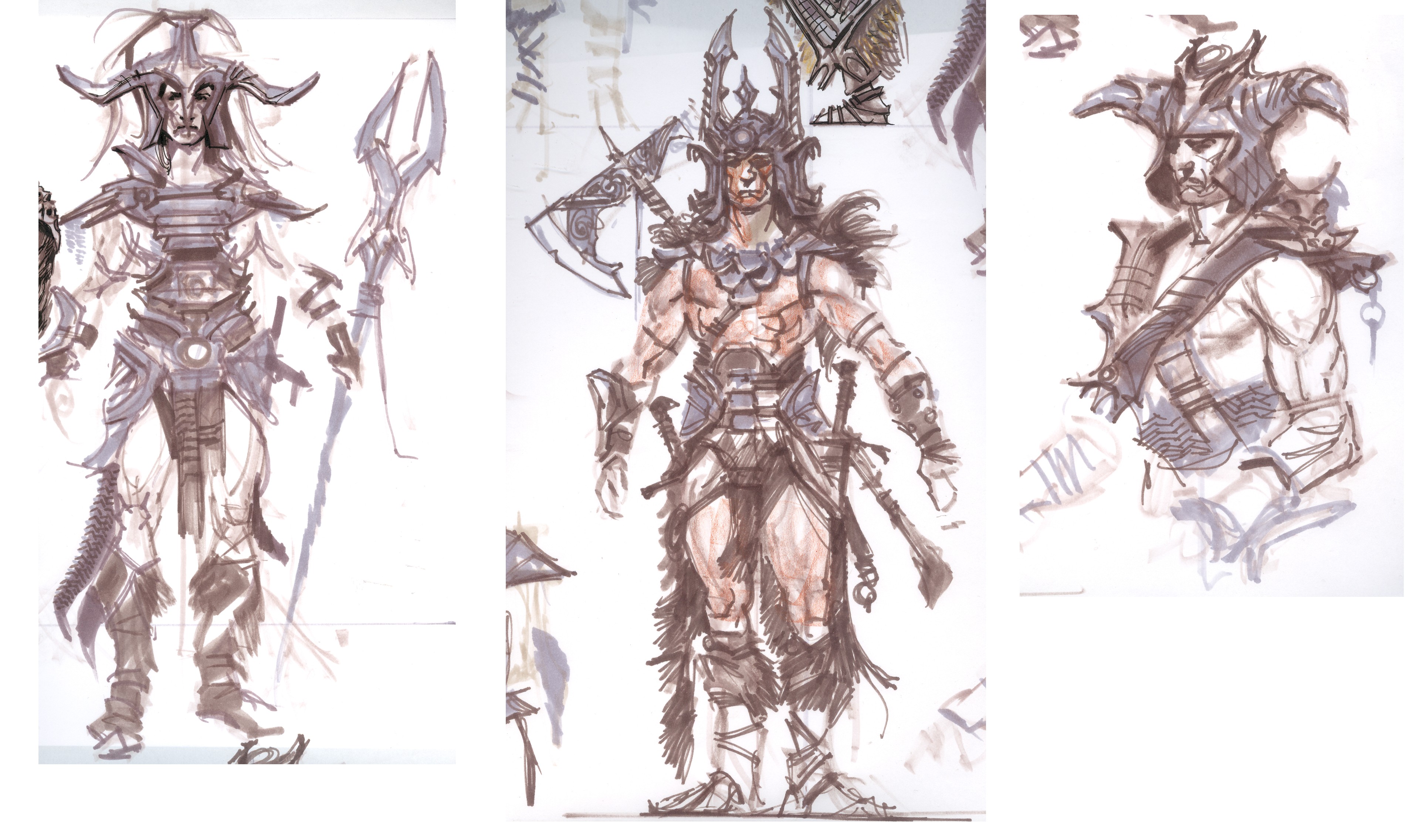 3830x2273 Unfinished Nord Sketch Video Games Artwork - Skyrim Sketch