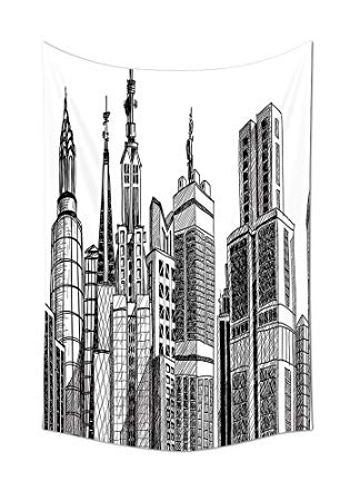 315x450 Fabric Tapestry Wall Hanging Urban Arhitecture Sketch - Skyscraper Sketch