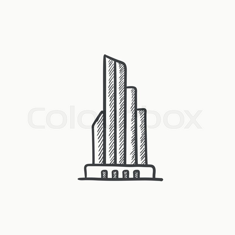 800x800 Skyscraper Office Building Vector Sketch Icon Isolated On - Skyscraper Sketch