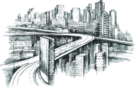 470x306 Vector Skyscraper Building Sketch Free Vector Download (5,026 Free - Skyscraper Sketch