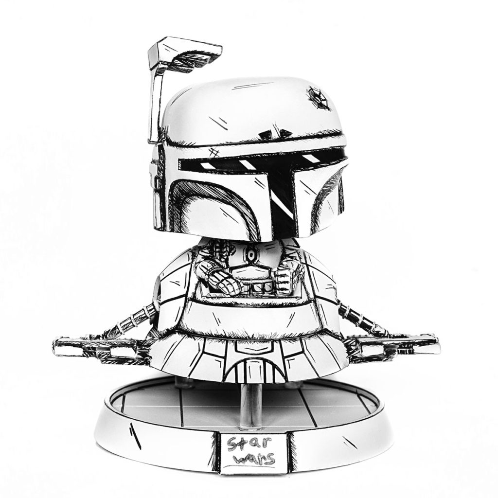 1024x1024 Nycc Boba Fett With Slave I Funko Pop! Sketch Custom By Abbernaffy - Slave Sketch