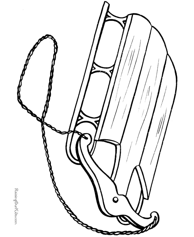 670x820 Free Sled Coloring Picture For Kid - Sled Sketch