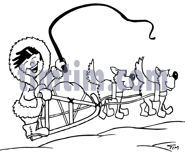 635x524 Free Drawing Of A Dog Sled Bw From The Category Pets - Sled Sketch