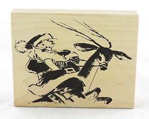 300x241 Santa And Reindeer Sketch Wood Mounted Stamp Tim Holtz New - Sled Sketch