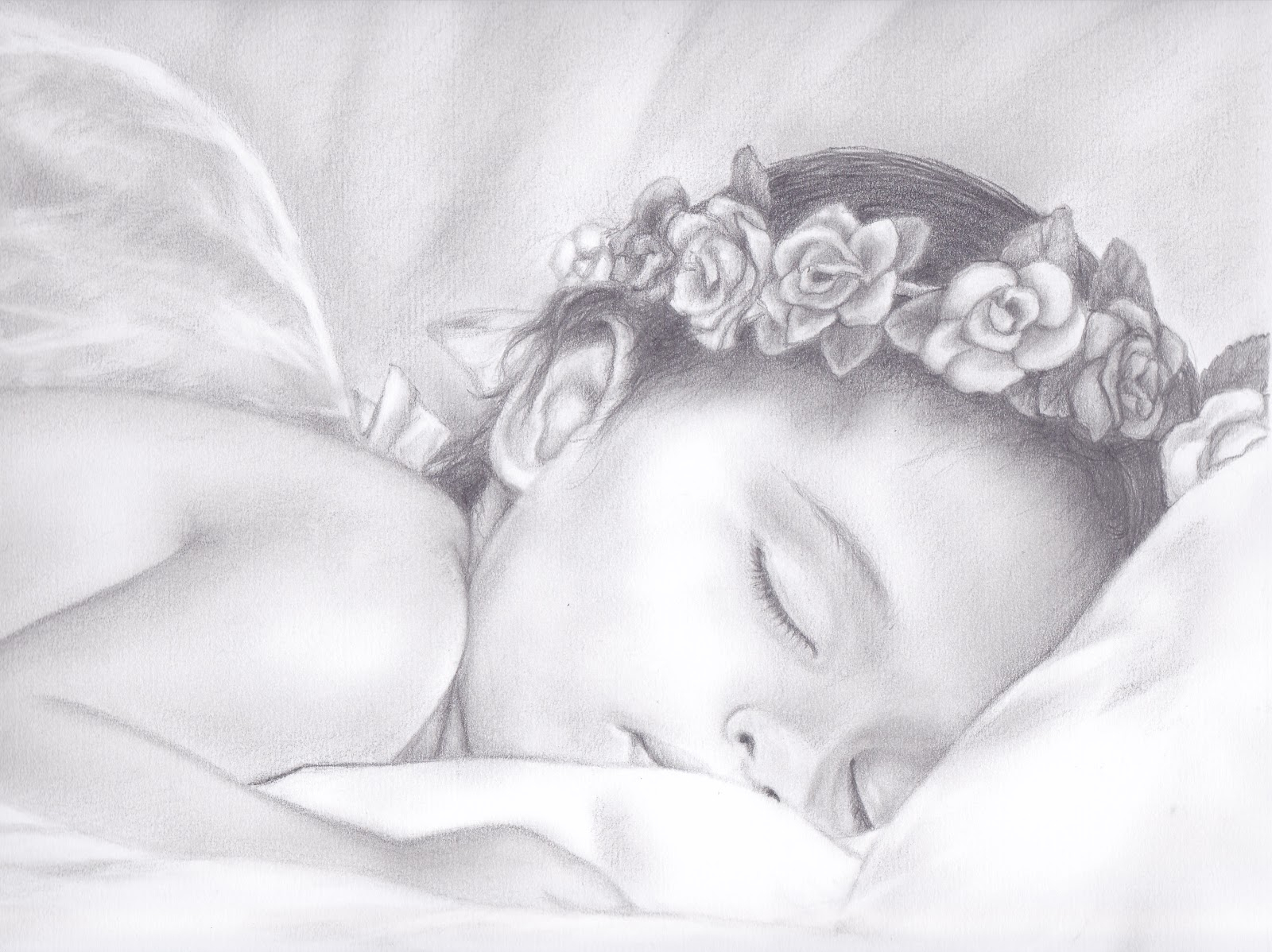 1600x1198 Sketches Of Baby Angels Angel Drawings In Pencil Drawings - Sleeping Baby Sketch