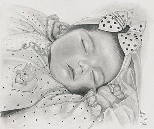 300x253 Sleeping Bella Drawing By Laura Dallas - Sleeping Baby Sketch