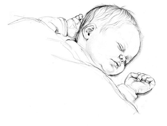 561x423 Fanney Antonsdottir - Sleeping Baby Sketch