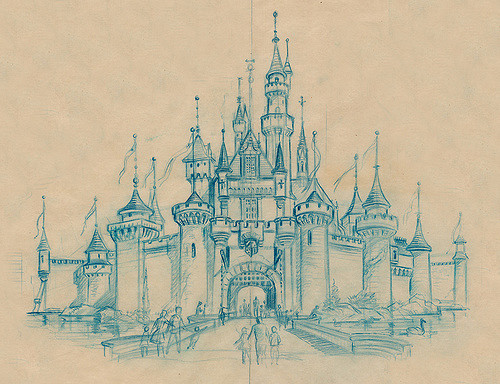 500x384 Sleeping Beauty Castle Sketch, 1955 A Detail From An - Sleeping Beauty Castle Sketch