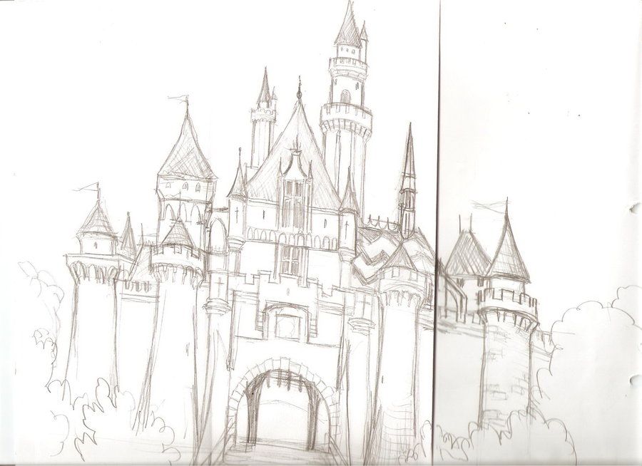900x654 Sleeping Beauty Castle Sketch By ~joel91 - Sleeping Beauty Castle Sketch