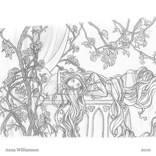 500x500 Pencil Sketch Sleeping Beauty 2 Anna Williamson - Sleeping Beauty Sketch