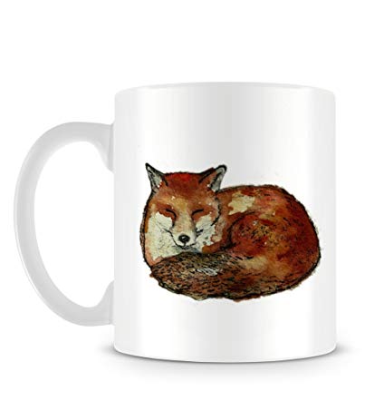 424x463 Cute Sleeping Fox Painting With A Sketch Style Mug - Sleeping Fox Sketch