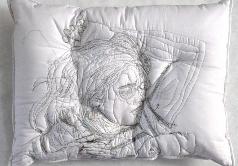 768x535 Sleeping Girl, Maryam Ashkanian, Embroidered Pillow, 2014 Art - Sleeping Girl Sketch