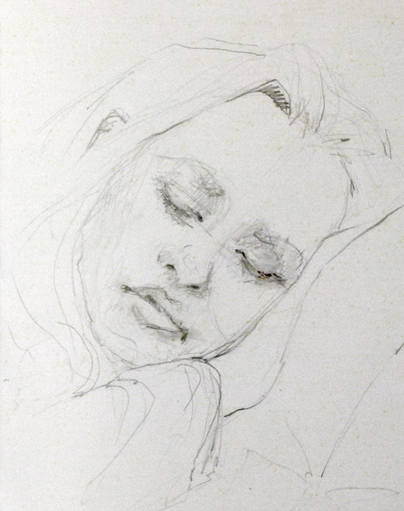 572x723 Children Deb Anderson, Painting - Sleeping Girl Sketch