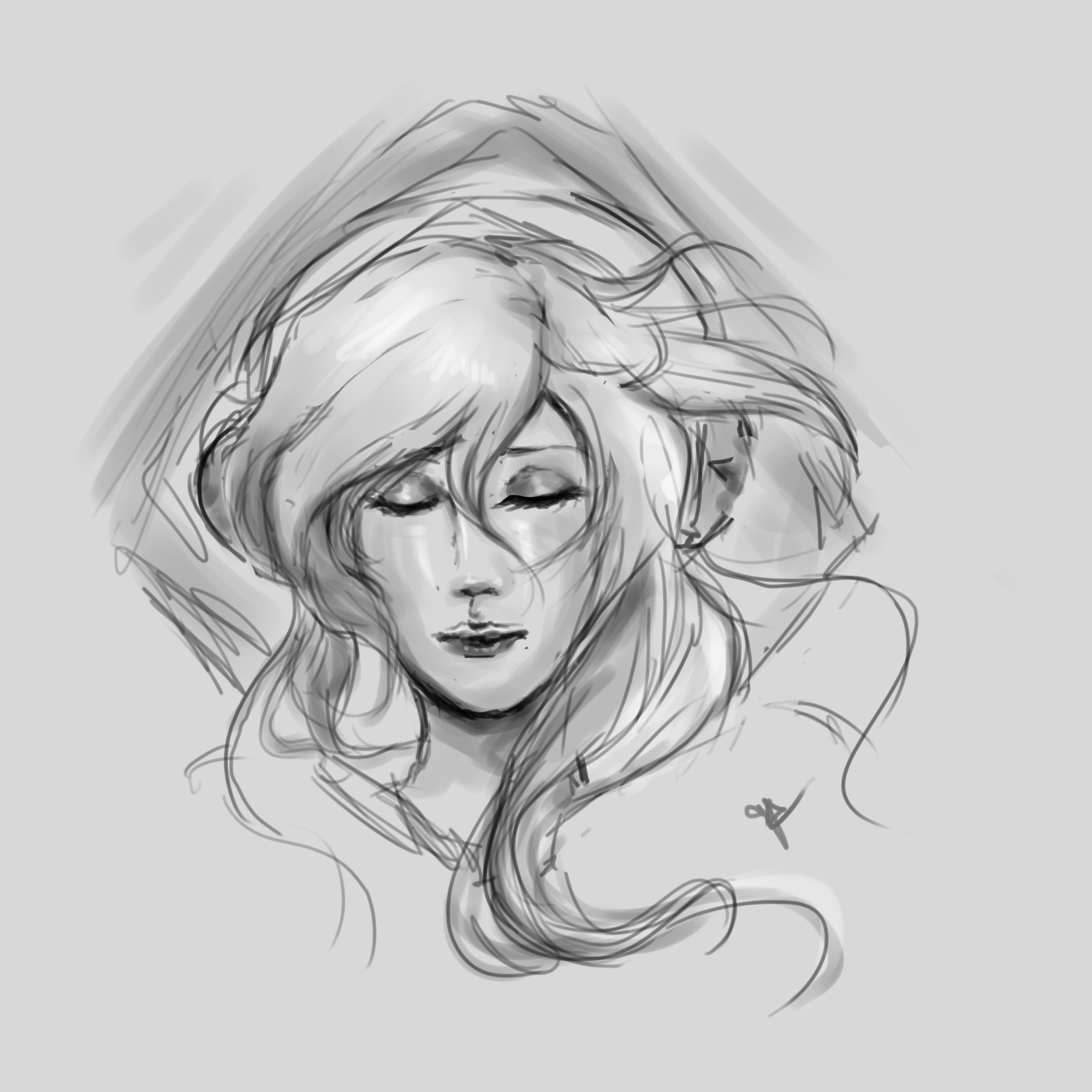 2000x2000 Sleeping Nhu Arts - Sleeping Girl Sketch