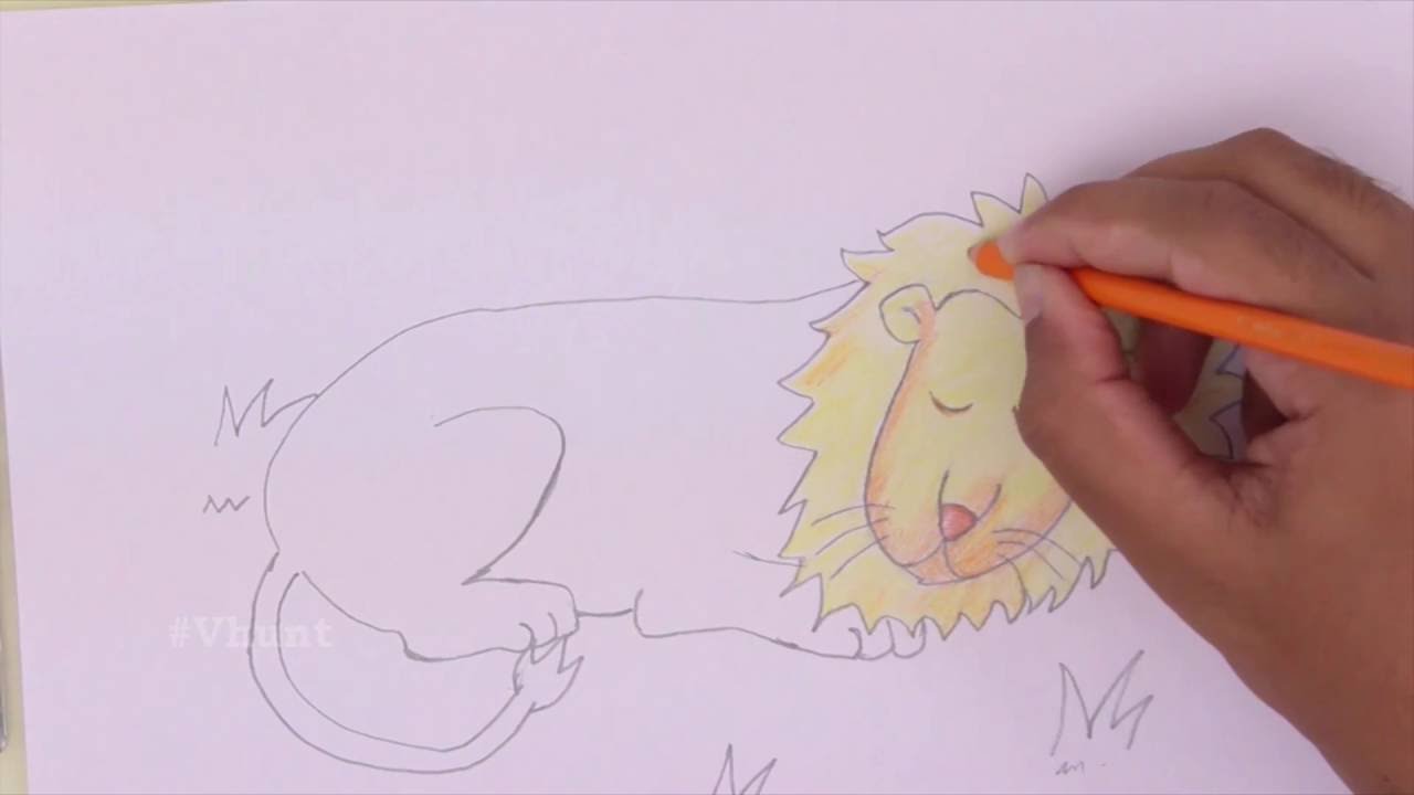 1280x720 How To Draw A Sleeping Lion Kids Fun Activities - Sleeping Lion Sketch