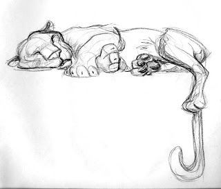 320x274 Lion Sleeping Art Drawings, Art And Animal Drawings - Sleeping Lion Sketch