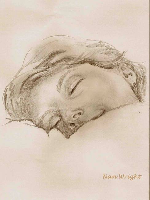 488x650 Pencil Sketch Of Sleeping Woman By Nan Wright - Sleeping Woman Sketch