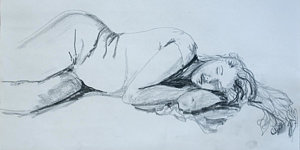 300x150 Sleeping Beauty Drawing By Jennifer Riefenberg - Sleeping Woman Sketch