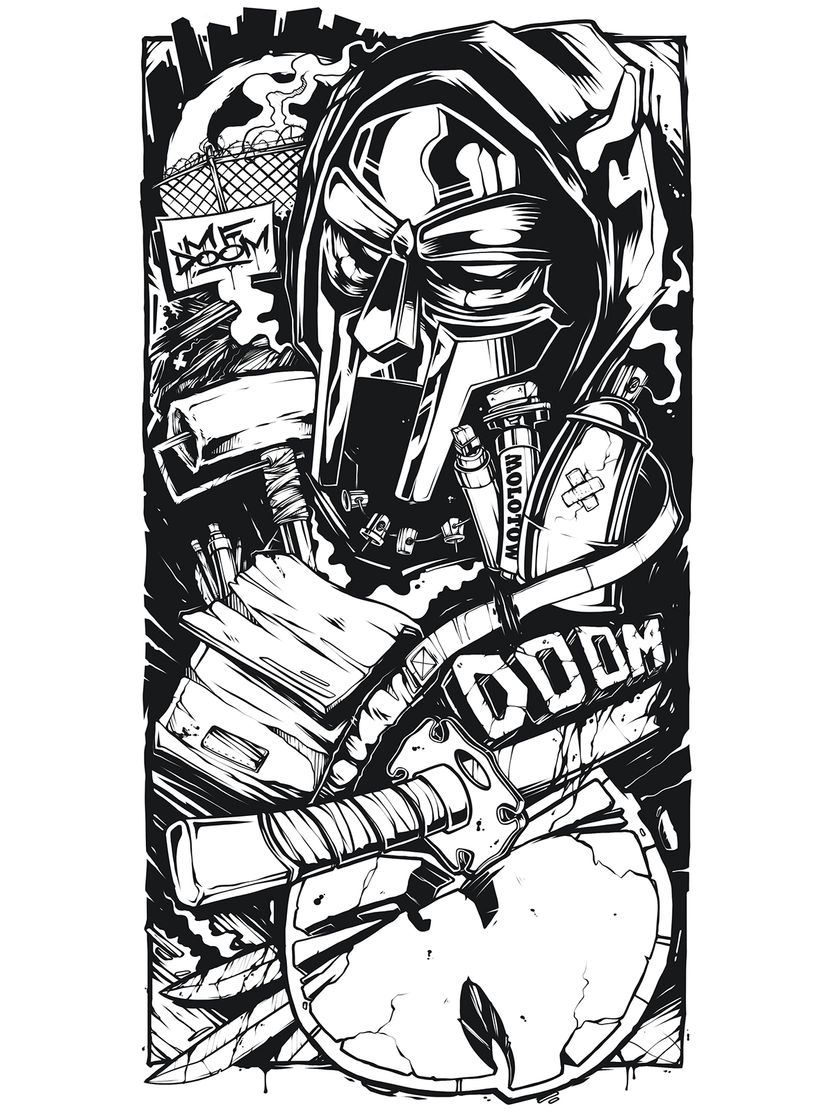 1200x1600 Sleeve Tattoo Sketch (Mf Doom Wu Tang) On Behance - Sleeve Sketch