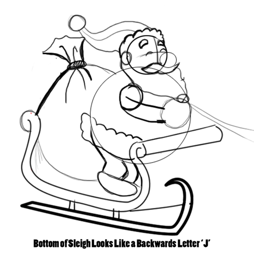500x500 How To Draw Santa Clause Amp Reindeers And Flying Sleigh For - Sleigh Sketch