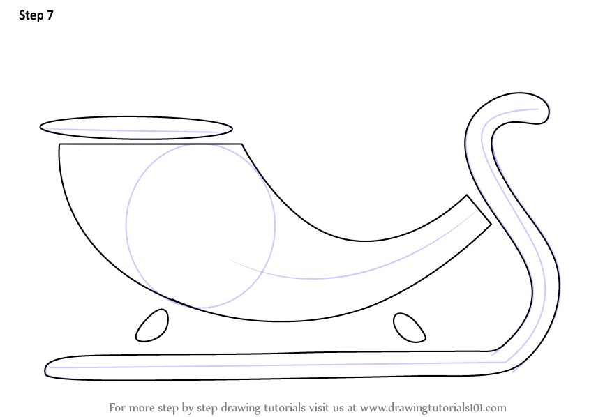 844x598 Learn How To Draw A Sleigh For Kids (Christmas) Step By Step - Sleigh Sketch