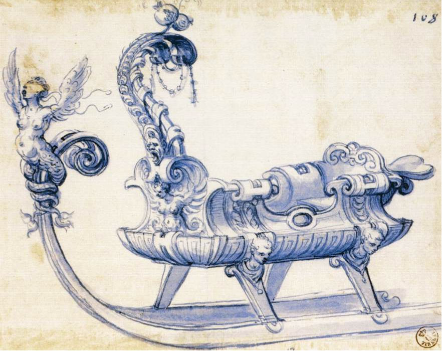 882x700 Sketch For A Sleigh, Giuseppe Arcimboldo - Sleigh Sketch