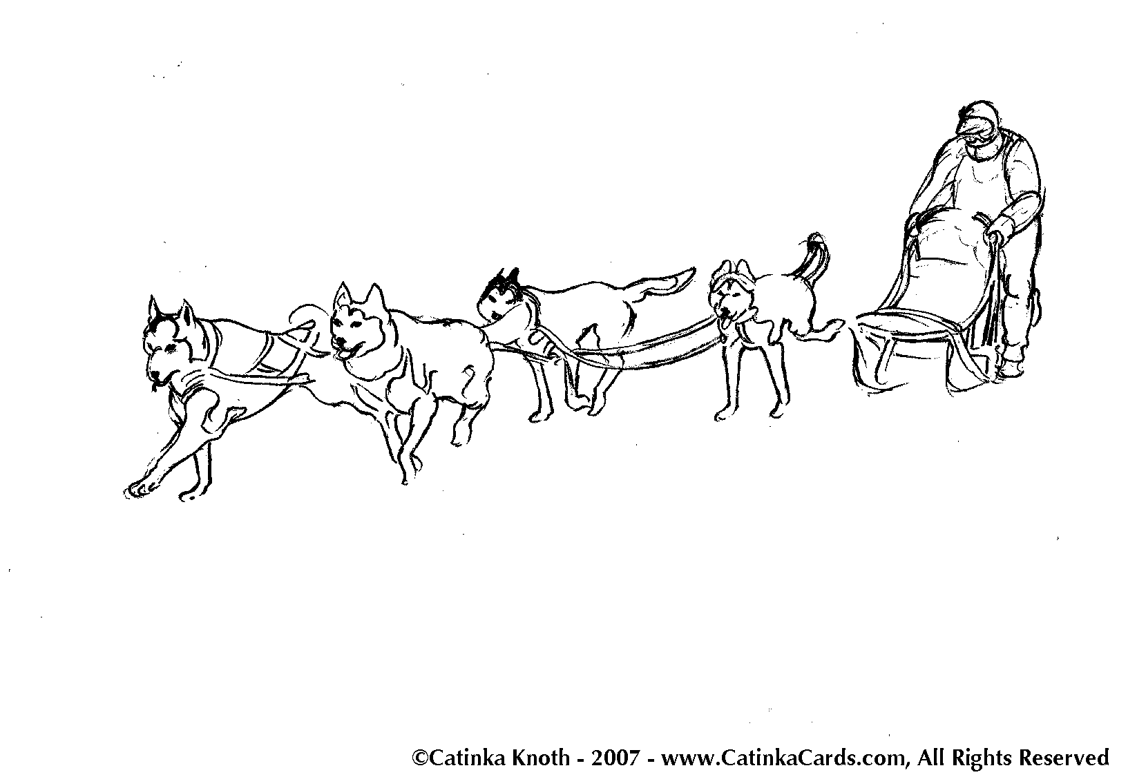 1646x1125 Dog Sled Drawing - Sleigh Sketch