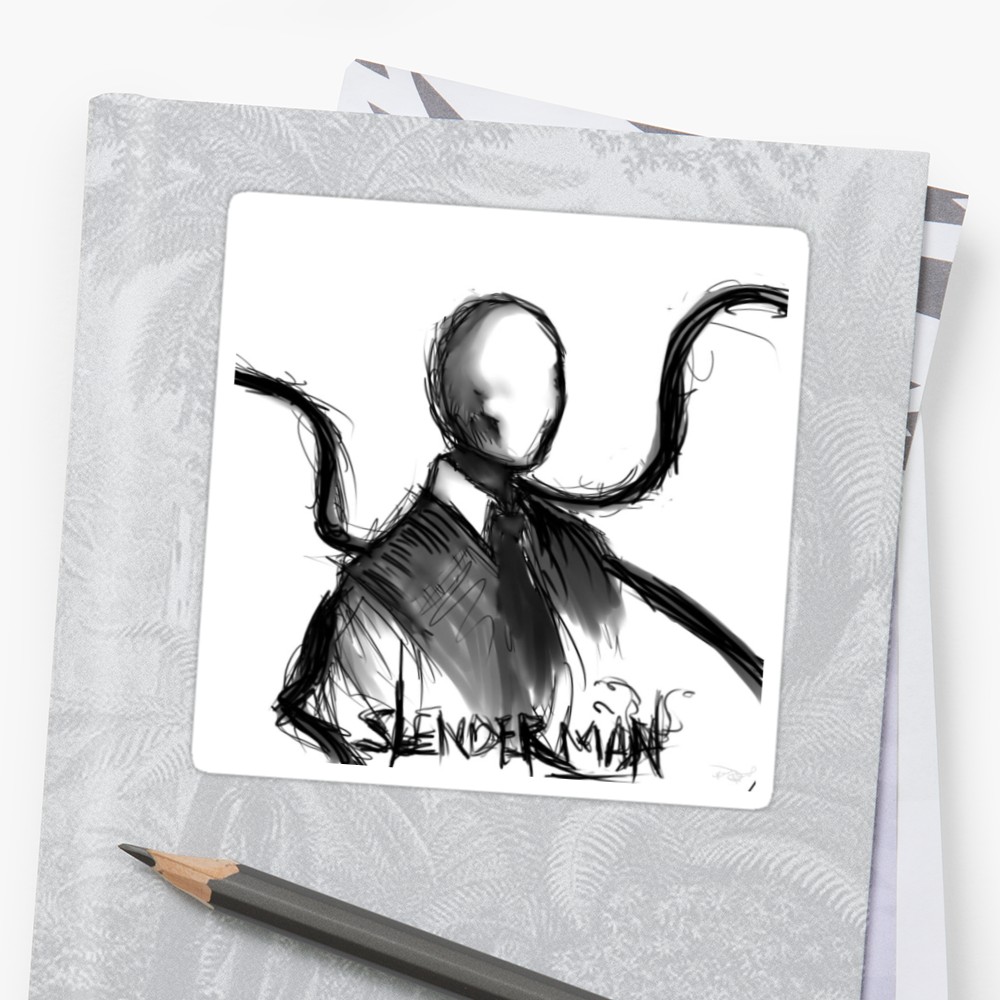 1000x1000 Slenderman Sketch Stickers By Ravenharuka Redbubble - Slenderman Sketch