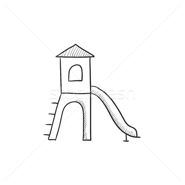 600x600 Playground With Slide Sketch Icon. Vector Illustration Andrei - Slide Sketch