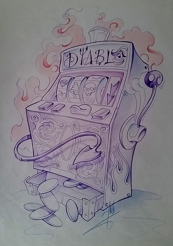 595x842 Dibujo - Slot Machine Sketch
