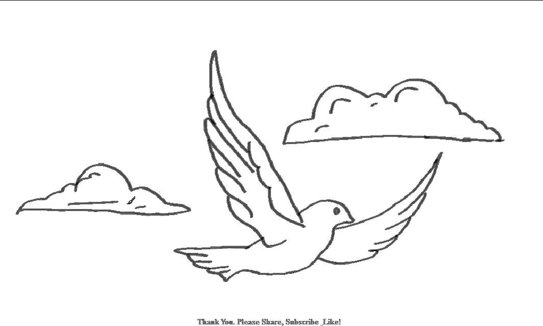 1064x638 How To Draw A Bird Flying In The Clouds Yzarts - Small Bird Sketch
