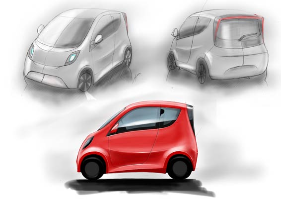 566x400 Circle Electric Car Sketch - Small Car Sketch