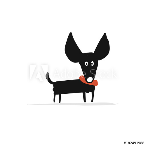 500x500 Funny Small Dog, Sketch For Your Design - Small Dog Sketch