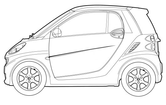 530x337 Car Line Art Cartype - Smart Car Sketch
