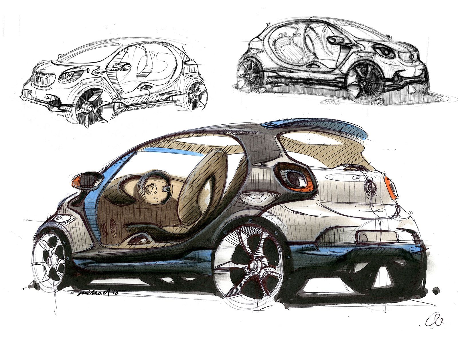 1600x1200 Pin By Rd On Hot Sketches - Smart Car Sketch